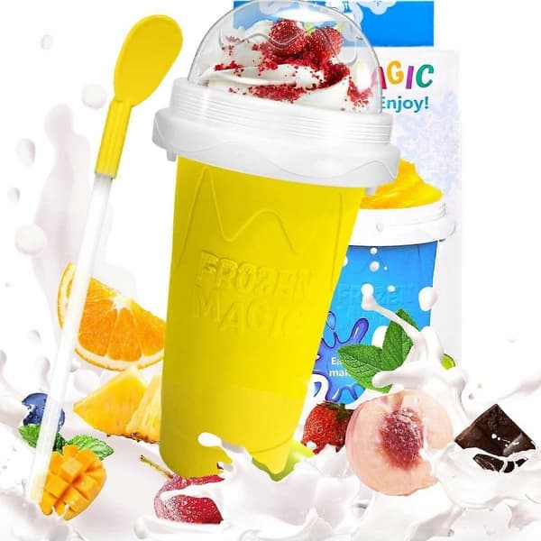 Stor kapacitet snabbfryst Slushy Maker Cup Slushy Cup för hemlagade smoothies juice glass sommarpressmugg (gul)