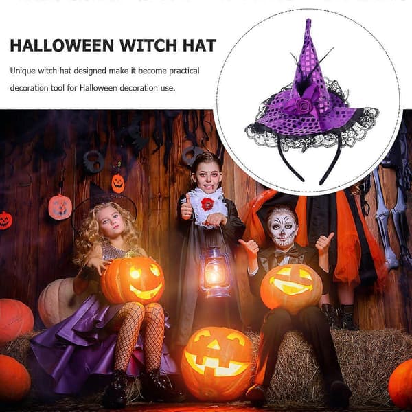 Maskerade Heksehatt Halloween Hårstykke for Lilla Dekor A