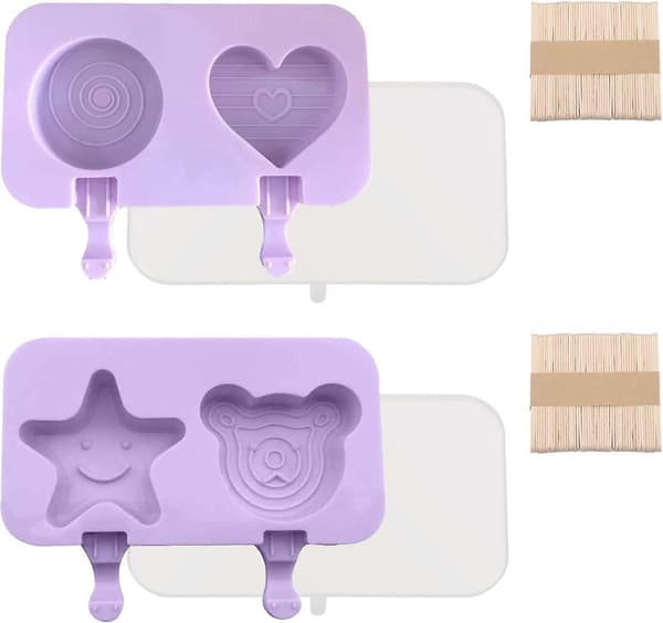 Ispinneformer Sett med 2 Silikon Ispinneformer Hjemmelaget Isform med Trepinner for DIY Is A