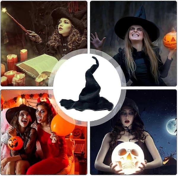 Halloween heksehue, heksehue med buet spids, heksehue til Halloween-kostume A