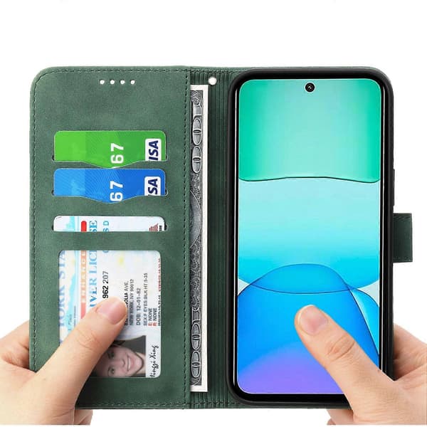DIERFENG DF-03 för Xiaomi Redmi 13 4G/5G/Note 13R 5G/Poco M6 4G Läderfodral Plånboksfodral Telefonfodral