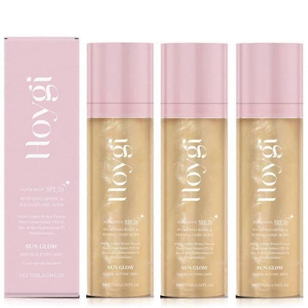 Sunglaze Sheer Setting Mist Solkrem SPF 50, Skimrende Kroppsoljetåke (3 stk)
