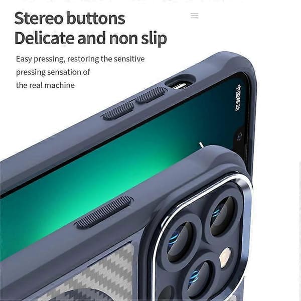 Kompatibel med iPhone 13 Pro magnetisk telefondeksel TPU+PC bakdeksel karbonfibertekstur A