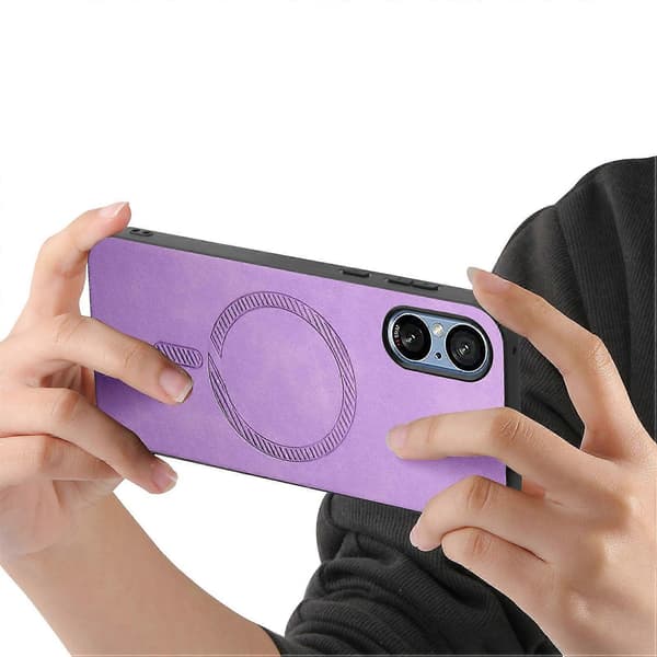 Til Sony Xperia 5 V Læder Bagside Magnetisk Cover Hud-touch Telefoncover