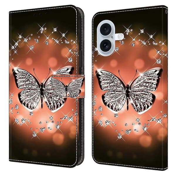 För iPhone 17 Fodral 3D Mönster PU Läder Plånboksfodral med Stativ A