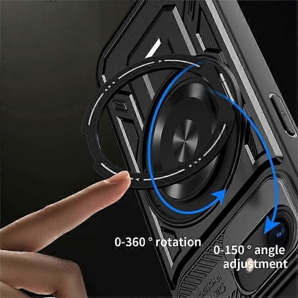 Kompatibel med iPhone 16e magnetisk deksel roterende støtte TPU + PC telefondeksel A