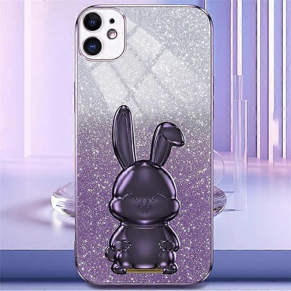 Kompatibel med iPhone 12 mini Glitterpulverfodral med utfällbart stativ Smarttelefonfodral A