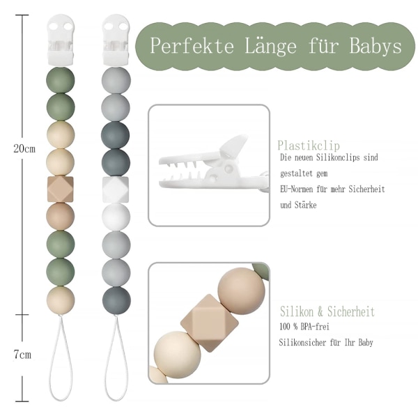 Smokkkjede for gutter og jenter, smokkeklips, silikonbitring, smokkeholder for babyshower, gave