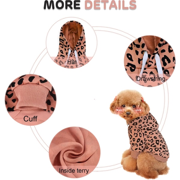 Hunde leopard hættetrøje med hat, hundetøj