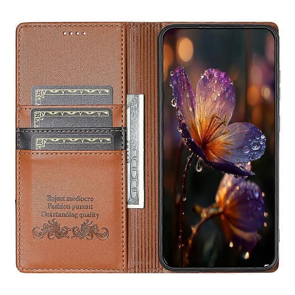 N.BEKUS P3 Stativfodral Kompatibelt med Xiaomi Redmi Note 15 4G (Global) / 15 5G (Global) / Poco M8 5G RFID Plånbok PU LäderBrun