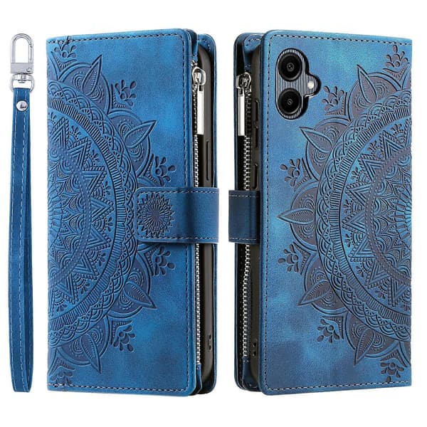 Multi-Card Totem Zipper Läderfodral Blå för Samsung Galaxy A06 5G