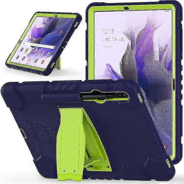 För Samsung Galaxy Tab S7+/ Tab S7 Fe / Tab S8+ 3-lagers skyddsskärmram + PC + silikonkombinationsfodral med hållare A