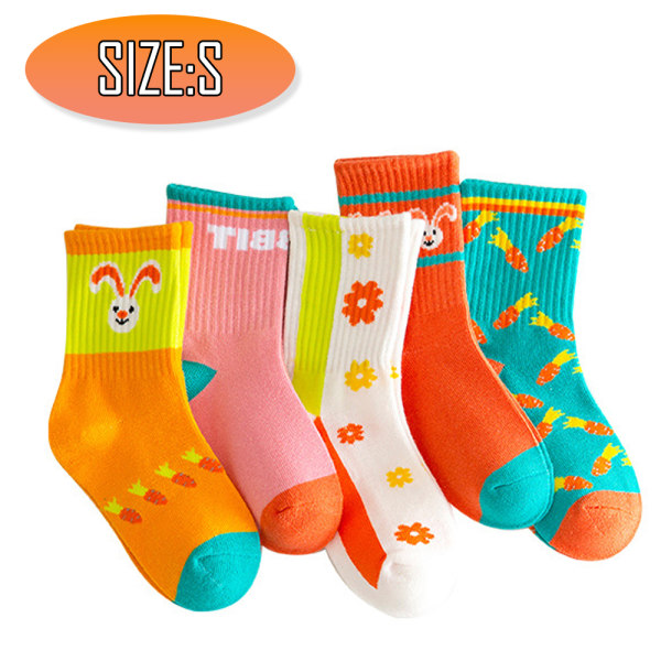 5 par Princess mid-tube sklisikre sokker i søt stil