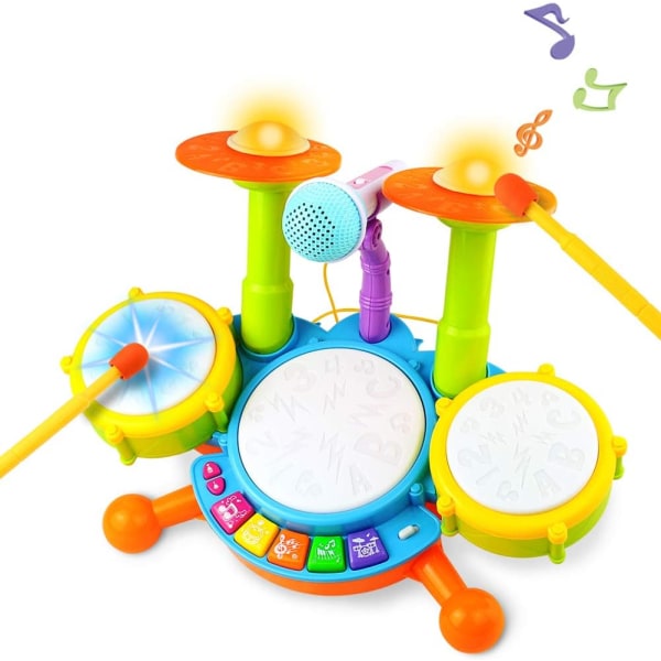 Børnetrommelegetøj Musikinstrumenter til småbørn Med børnerim Elektroniske trommer Gaveidé til børn, drenge og piger fra 3 år