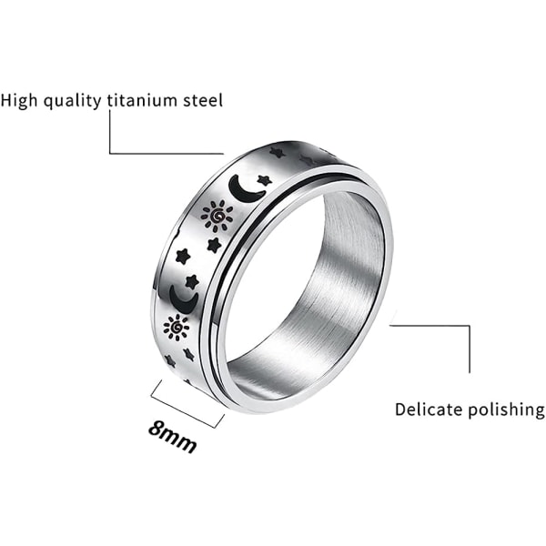 Titanium rostfritt stål Spinner Rings Moon and Star Fidget