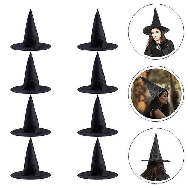 8 stk. dekorative Halloween heksehatte fest cosplay hatte troldmandshatte til Halloween A
