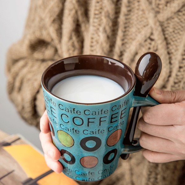 350ml Keramisk kopp retro personlighet trendmugg enkel kopp kaffe