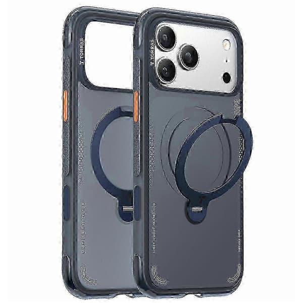 Kompatibel med iPhone 17 Pro Max Magnetiskt Fodral Stöd TPU PC Telefon Baksida miao4 (Blå)