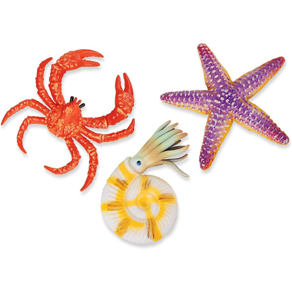 8st Plast Havsdjursfigurer Badleksak med krabba