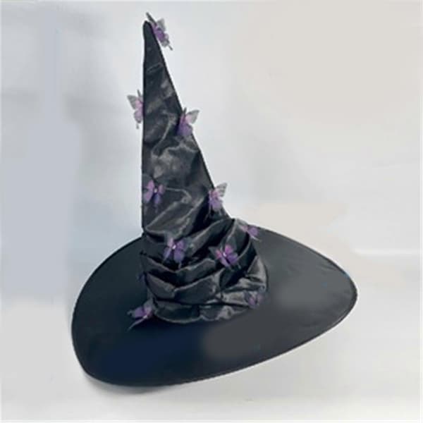 Blød blonde heksehat sommerfugl Halloween hat sort damehat til Halloween fest kostume tilbehør sort A