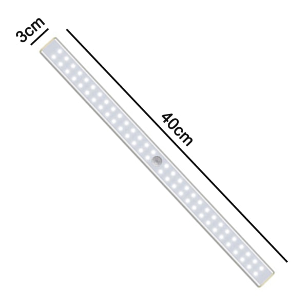 2-pakkaus LED-kaappivalo, 60 LED-ladattava liiketunnistin