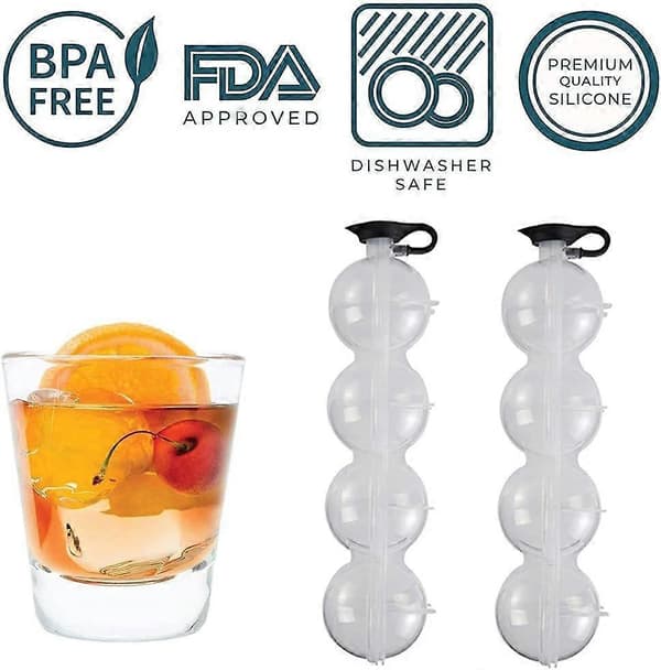 2 stk 4-hulls DIY isbitform for cocktail, bourbon, juice, sommerdrikk A