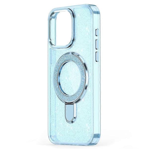 Kompatibel med iPhone 16 Skal Glitter Design TPU+PC Kickstand Telefonfodral（Blå）