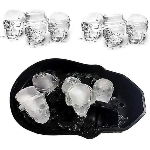 3d Skull Ice Cube Tray With Lid, Silicone Ice Cube Moulds Maker,fre... 2025 A