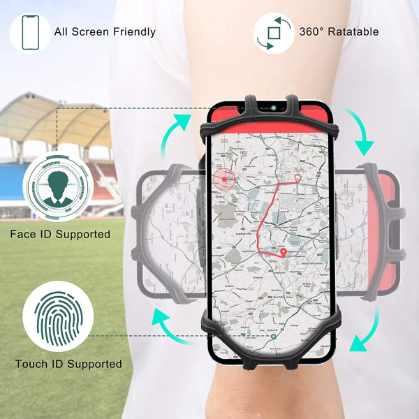 180 graders roterande sportmobiltelefon handledsband för män och