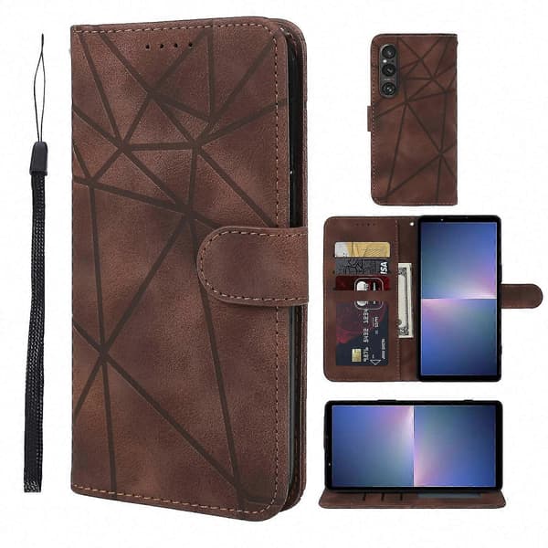 Blødt lædertelefoncover til Xperia 5 VBrown