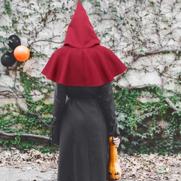Middelalderlig hættehat til dekoration Halloween hekse-cosplay rød A