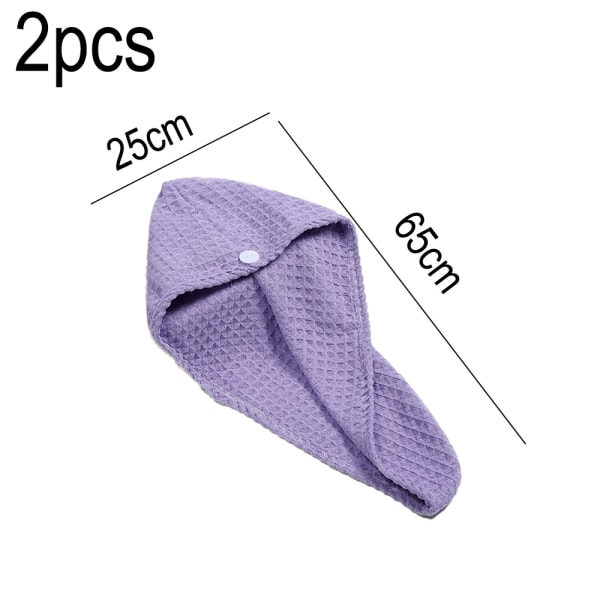 2 STK Microfiber Hårhåndklæde Wrap Hurtigtørret Hårhåndklæde