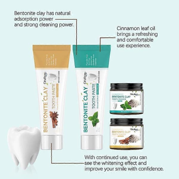 Mint vulkanaska bentonit tandpulver (Kanel, 100g)