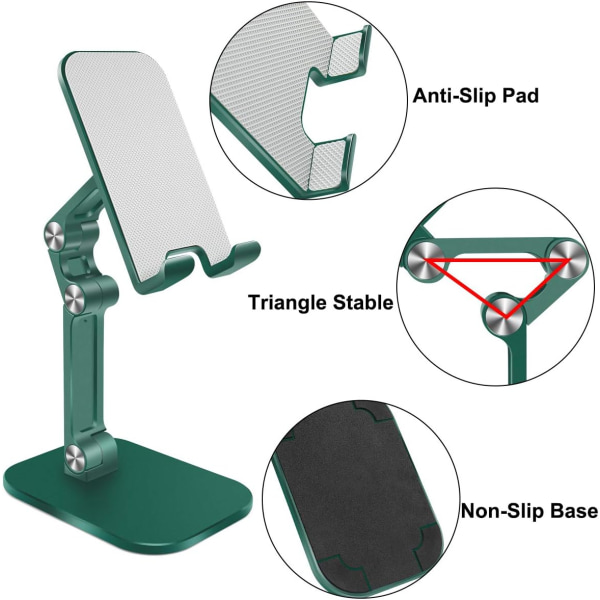 Bordtelefonholder, tabletholder Foldbar smartphoneholder med justerbar højde og vinkel, dockholder til iPad tablet smartphones (4-10,5 tommer)