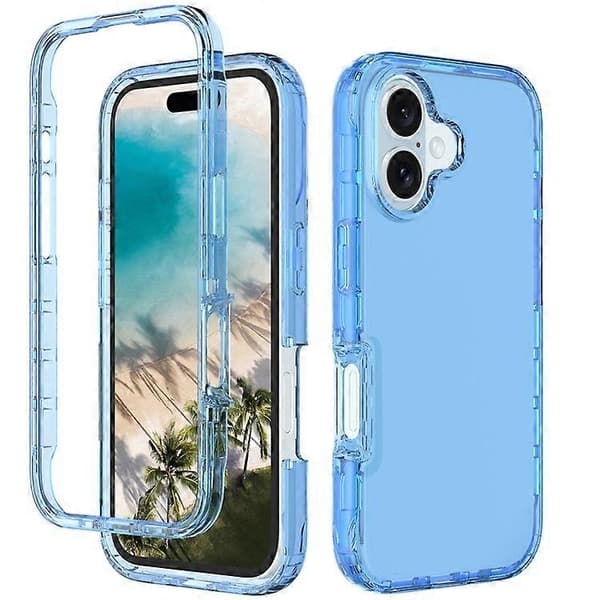 Kompatibel med iPhone 16-deksel Støtsikkert TPU+PC Hybrid Telefondeksel Blå