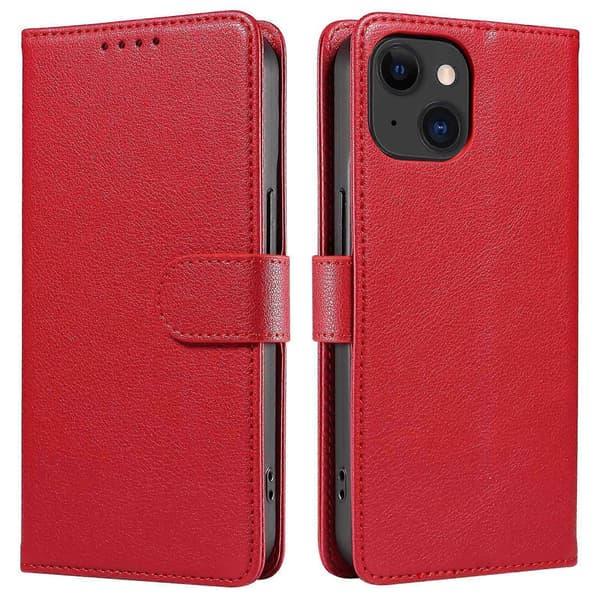 Til iPhone 14 Lædercover Litchi Tekstur RFID Blokerende Pung Stander Telefoncover
