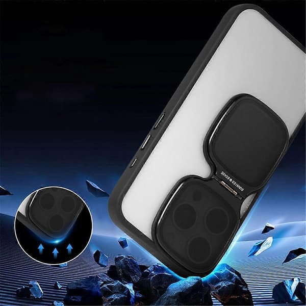Kompatibel med iPhone 15 Pro Max genomskinligt fodral TPU+akryl med vikbart stöd A