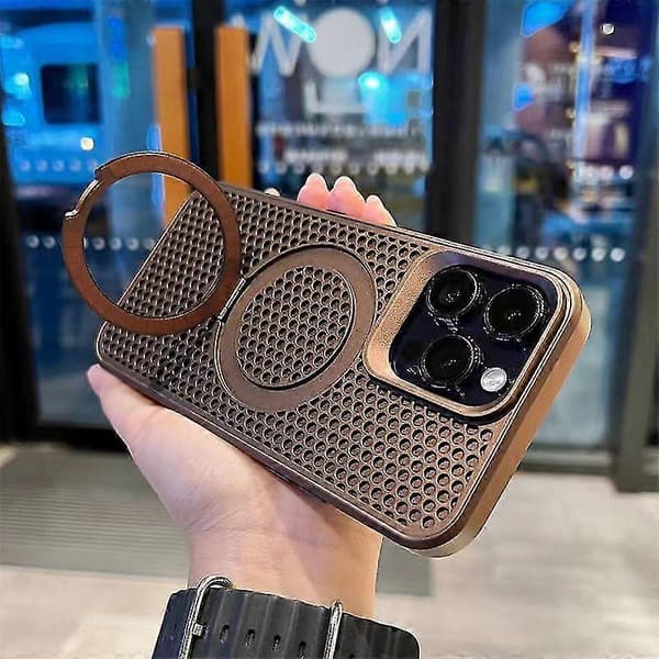 Magnetisk etui til iPhone 13 Pro Max, honeycomb-tekstur varmeafledning PC+TPU telefoncover A