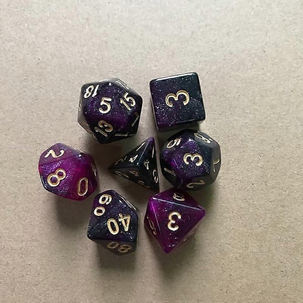 7 stk/sæt dikromatiske polyedriske terninger DnD RPG 4 6 8 10 12 20 D4-D20 polyedriske terninger