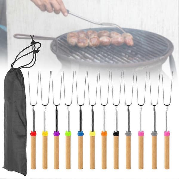 Smores-pinner for bålpanne, lang allsidig design, pølsegrillpinne, utendørsfest A