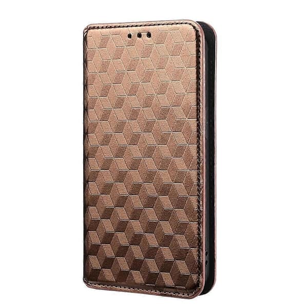 Cubic Grid Texture Flip Leather Phone Case (brun, for Sharp Basio Active3)