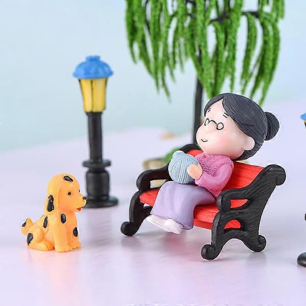 Mini Bedstemor Bedstefar Par Figurer Miniature Figurer Fe Have Tilbehør Havepynt A