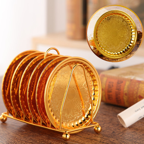 Coaster Creative Drink Coasters med dekorativt stativ sklisikker