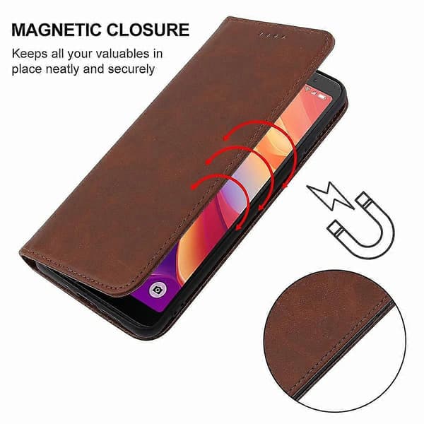 Magnetisk skinnveske til TCL 501Brun
