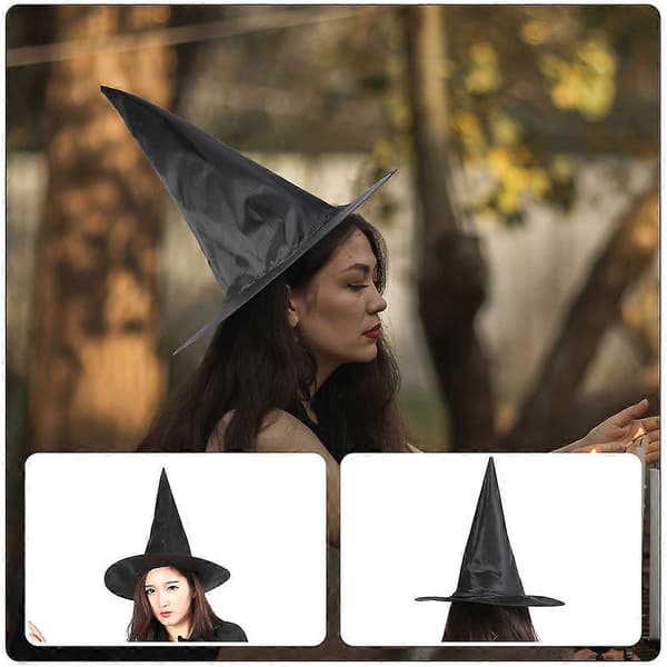 Heksehat sort stof Halloween atmosfæredekorationer til 10 stk. A