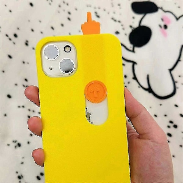 3D-printat skjutbart långfinger-telefonfodral, leksaksgestmodell för iPhone 15 A