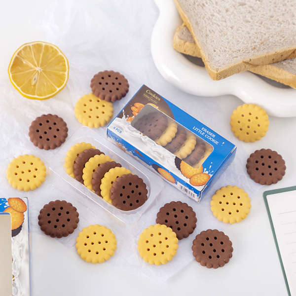 12 stk Cookie Food Erasers for Kids Girls, 3D Mini Kawaii