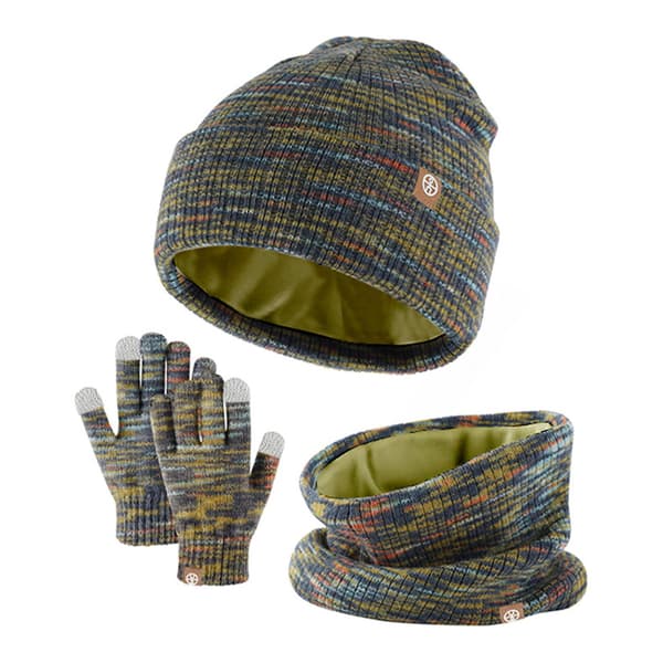 Vinterstickade handskar mössa halsduk utomhus varmt tredelat set för unisex barn A