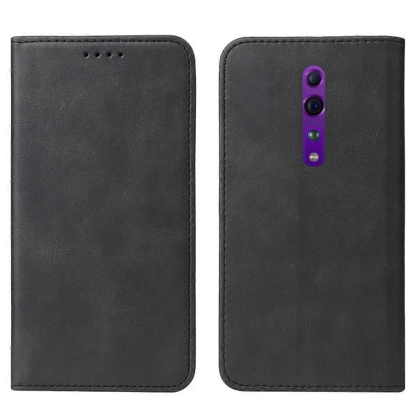 För OPPO Reno Z magnetlås läderfodral (svart)