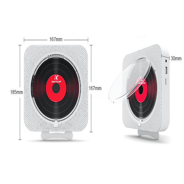 CD-spelare med radio Boombox-Canareen uppgraderad Bluetooth CD-spelare, med cover och LED-display | 3,5 mm extra uttag, med fjärrljud FM
